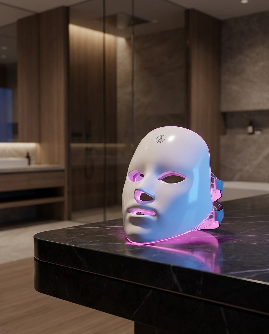 Appareil de luminothérapie LED Skin Glow mise en scène marketing Lookzuri