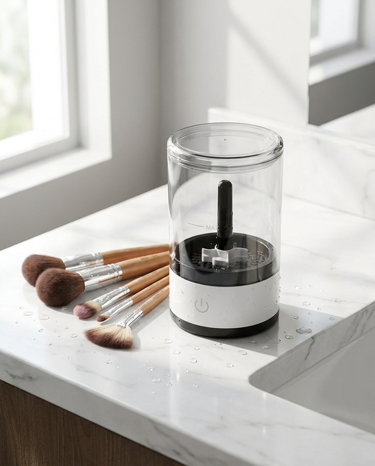 Nettoyeur de pinceaux de maquillage mise en scène marketing Lookzuri