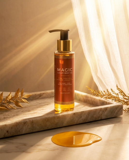 Huile corporelle Magic Glow mise en scène marketing - bodycare coréen Lookzuri
