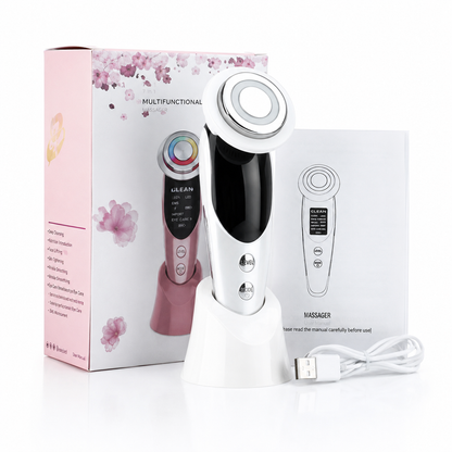 Masseur facial EMS 7-en-1 LOOKZURI — packaging et présentation