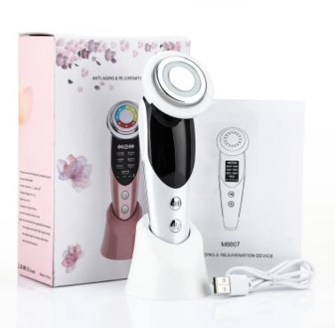 Masseur facial EMS 7-en-1 LOOKZURI — texture et application