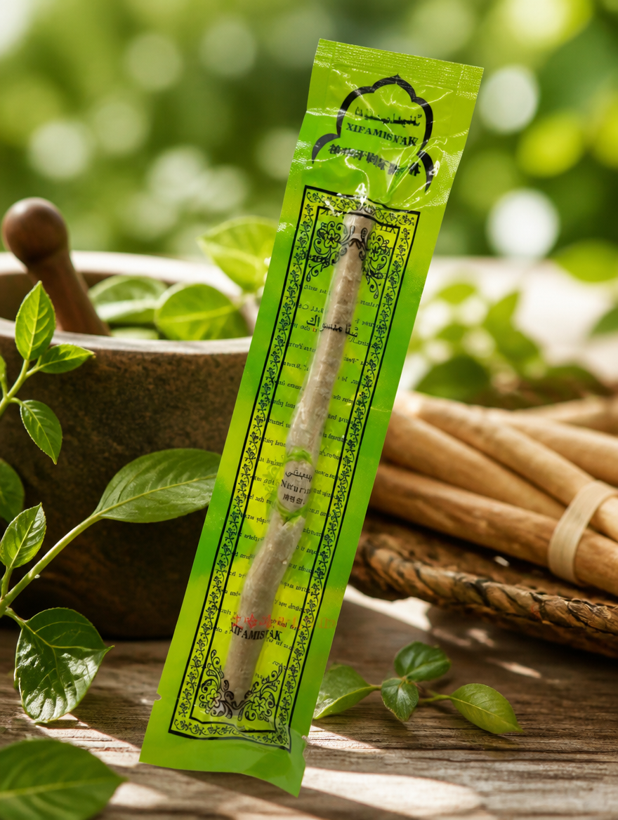 Bâton de Siwak Miswak - décor naturel bois et feuilles